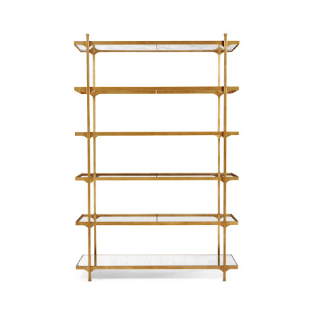 Églomisé & Gilded Iron Six-Tier Étagère
