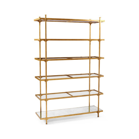 Églomisé & Gilded Iron Six-Tier Étagère