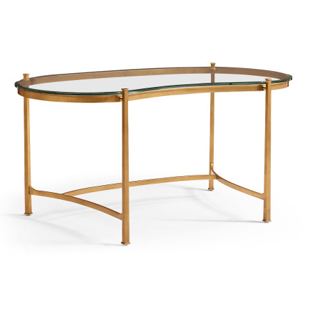 Gilded Kidney Desk with Glass Top