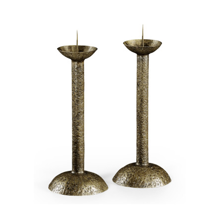 Pair of Hand Hammered Brass Candlesticks