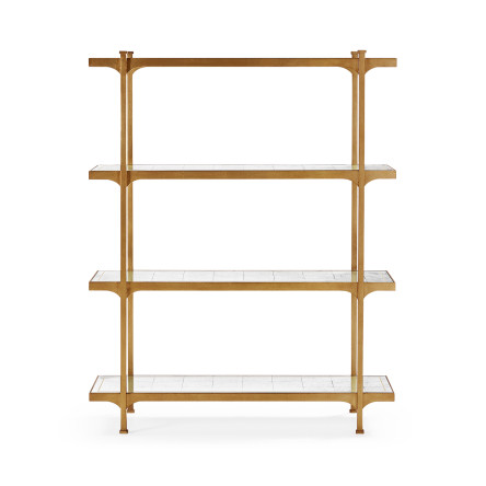 Églomisé & Gilded Iron Four-Tier Étagère