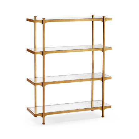 Églomisé & Gilded Iron Four-Tier Étagère
