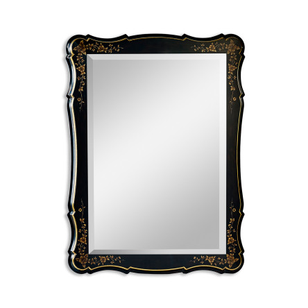 Black & gilded floral rectangular mirror