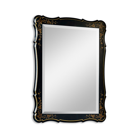 Black & gilded floral rectangular mirror