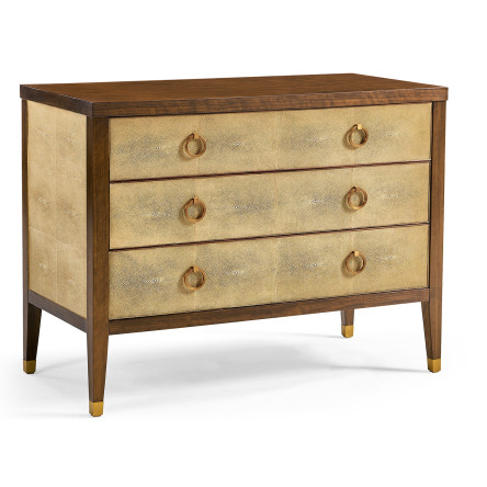 Ivory Faux Shagreen 3-Drawer Chest of Drawers
