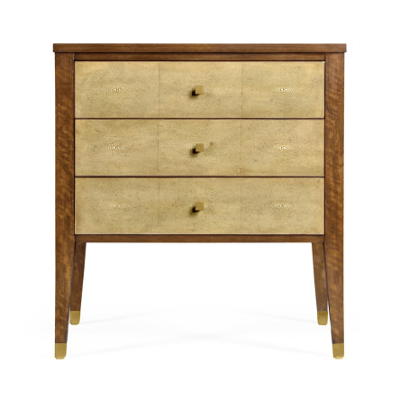 Ivory Faux Shagreen Bedside Chest of Drawers