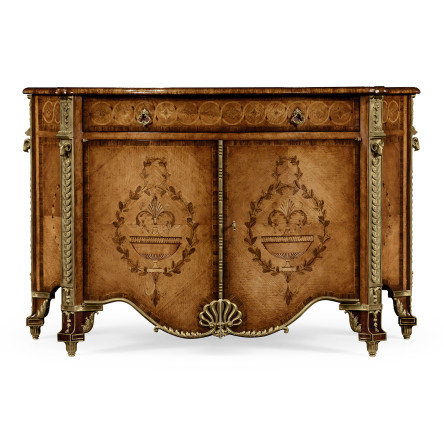 Chippendale style inlaid cabinet chest of drawers
