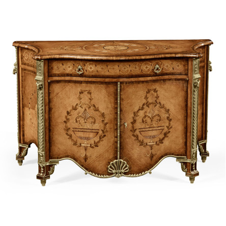 Chippendale style inlaid cabinet chest of drawers