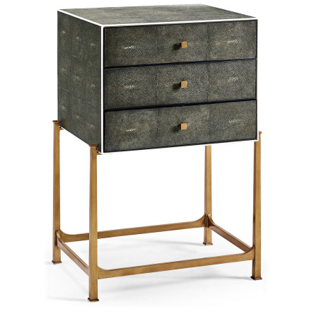 Anthracite Faux Shagreen & Gilded High Chest of Drawers