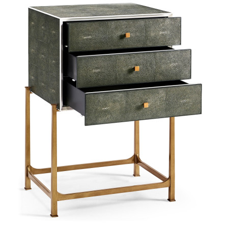 Anthracite Faux Shagreen & Gilded High Chest of Drawers