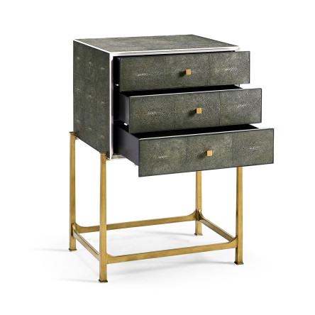 Anthracite Faux Shagreen & Gilded High Chest of Drawers