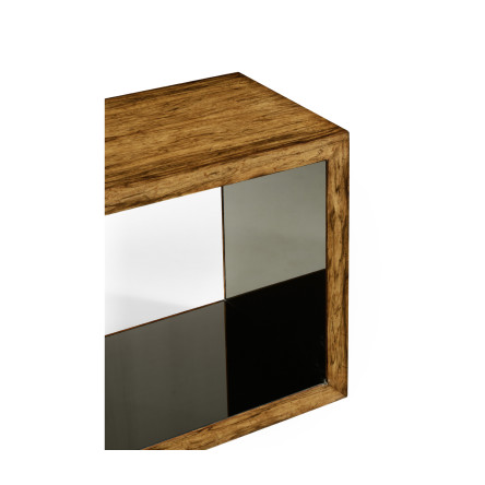 Argentinian walnut & black glass side table