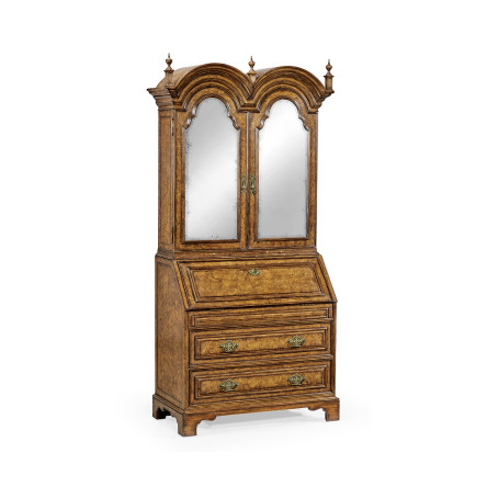 Queen Anne Pollard Bureau Cabinet with Mirrored Doors
