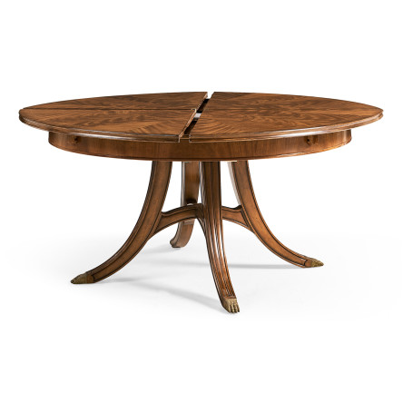 Crotch Walnut Circular Dining Table with Self–Storing Leaves 59