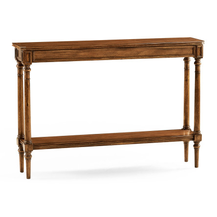 Country living style narrow walnut console