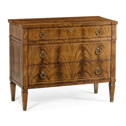 Empire style walnut three drawer chest