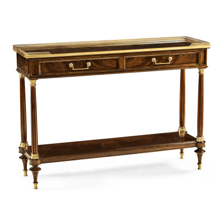 French style Mahogany console with brass gallery
