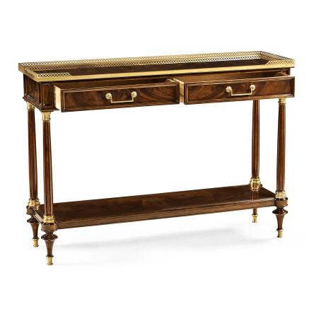 French style Mahogany console with brass gallery