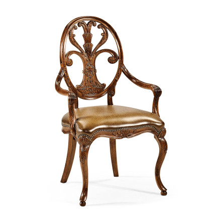 Sheraton Walnut Oval Back Arm Chair