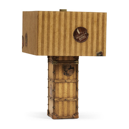Striped Travel Trunk Style Table Lamp