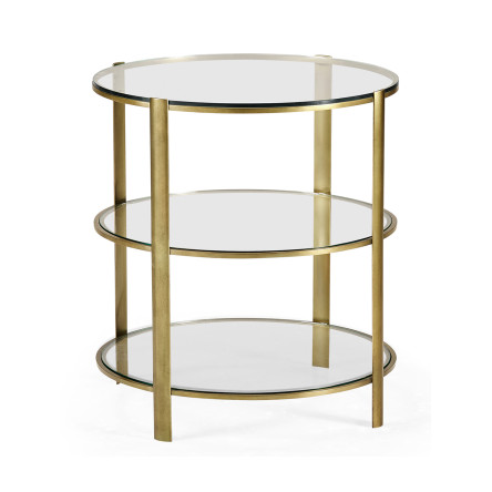 Cosmo Round Antique Brass End Table