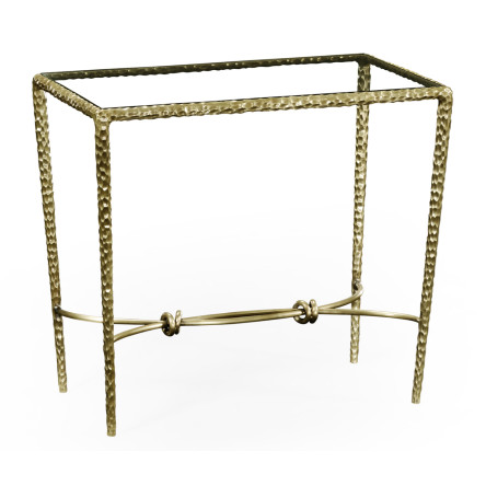 Hammered Light Brown Brass Rectangular Side Table