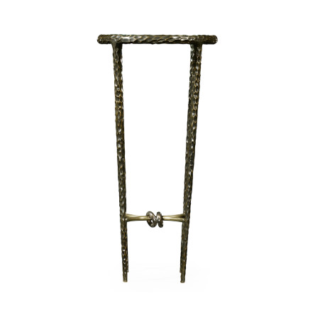 Bronze finish hammered iron circular wine table