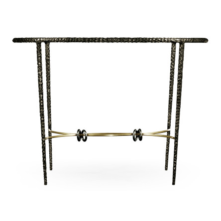 Hammered Antique Black Brass Circular Centre Table