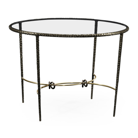 Hammered Antique Black Brass Circular Centre Table