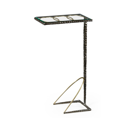 Hammered Antique Black Brass Sofa Drinks Table