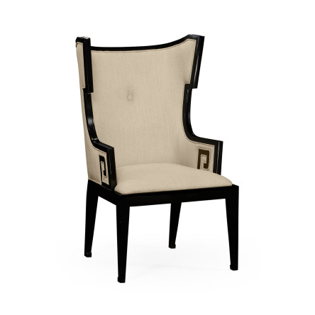 Greek Key Design Biedermeier Black Arm Chair