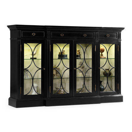 Traditional Four Door Breakfront Display Cabinet