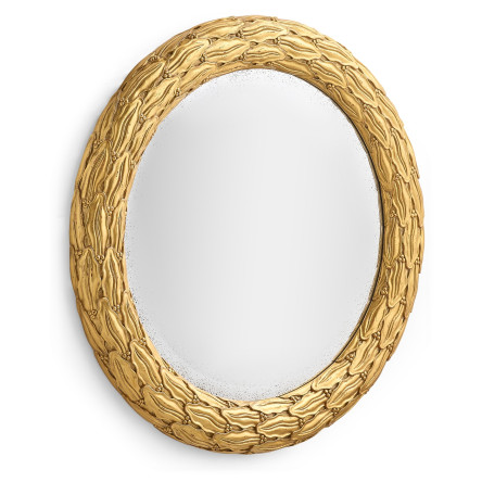 Carved & Silver Gilded Round Hanging Wall Mirror 24