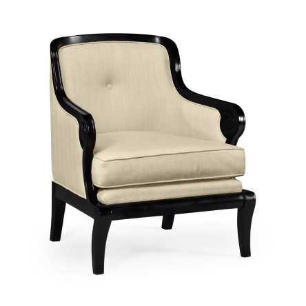 Shallow Carved Black Painted Occasional Chair