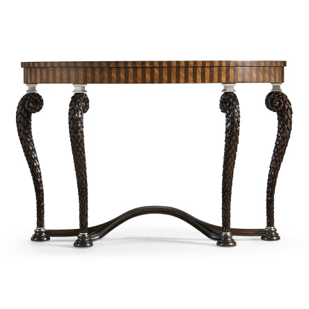 Feather Inlay Hand Carved Console Table