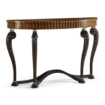 Feather Inlay Hand Carved Console Table