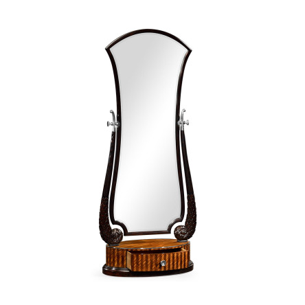 Feather Inlay Hand Carved Standing Mirror