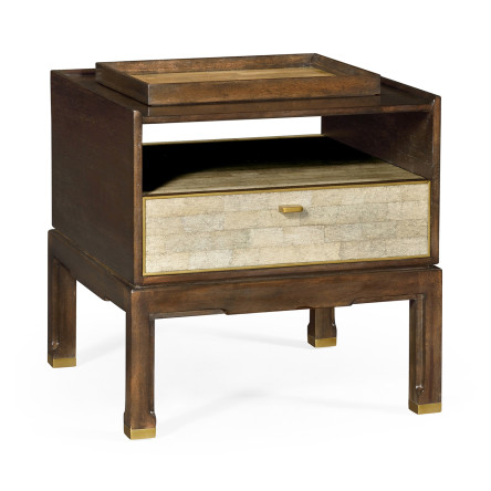 Small Lymed Mink Bedside Table with Tray