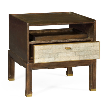 Small Lymed Mink Bedside Table with Tray