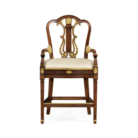 Buckingham Lyre Back Arm Counter Stool