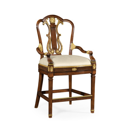 Buckingham Lyre Back Arm Counter Stool
