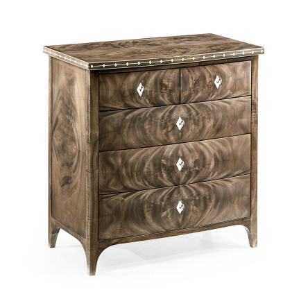 Small Bleached Mahogany Chest of Drawers with Bone Inlay