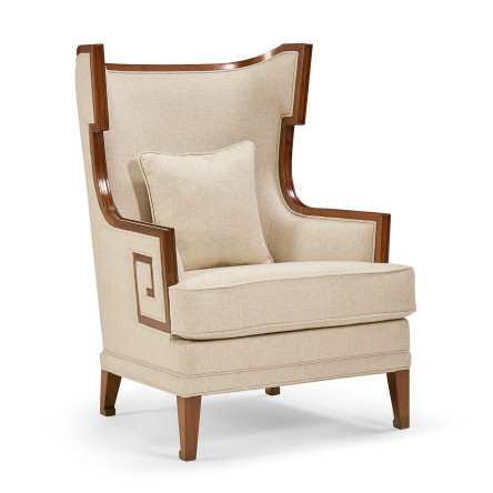 Biedermeier Greek Key Walnut Occasional Chair with F600 fabric