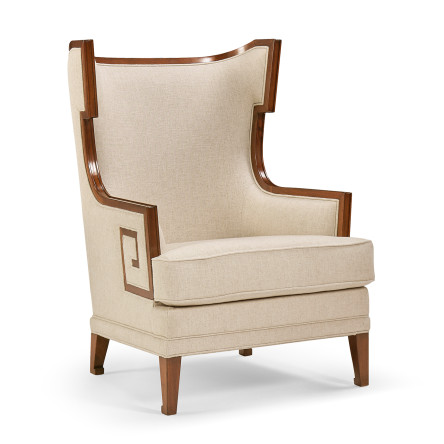 Biedermeier Greek Key Walnut Occasional Chair with F600 fabric