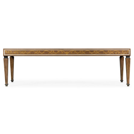 Long Rectangular Tobacco Walnut & Marquetry Coffee Table