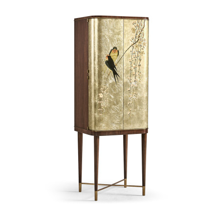 Handpainted on Light Gold Foil Drinks Cabinet