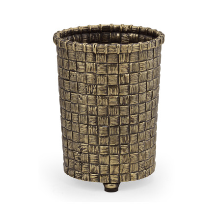 Woven Light Antique Brass Pencil Cup