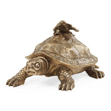 Anitque Light Brown Brass Turtle Container