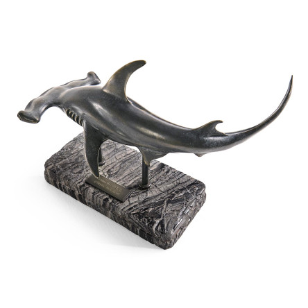 Arc Hammerhead Shark Bronze Statue with Marble Base