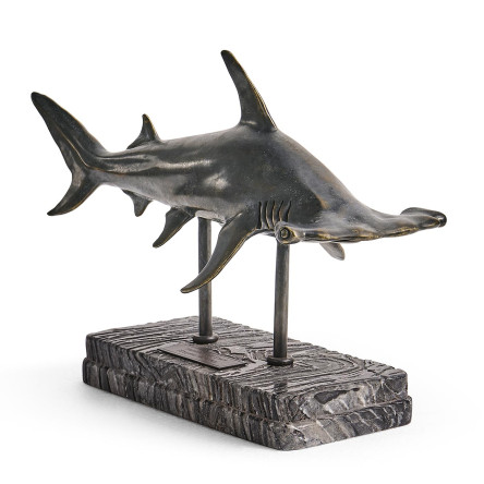 Glide Hammerhead Shark Bronze Statue with Marble Base